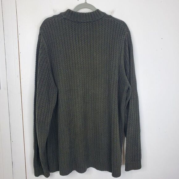 Eddie Bauer Sweater Pullover Thick Cableknit Fisherman Mock Collar Mens L Tall - Picture 9 of 9